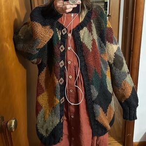 Vintage hand knit wool cardigan